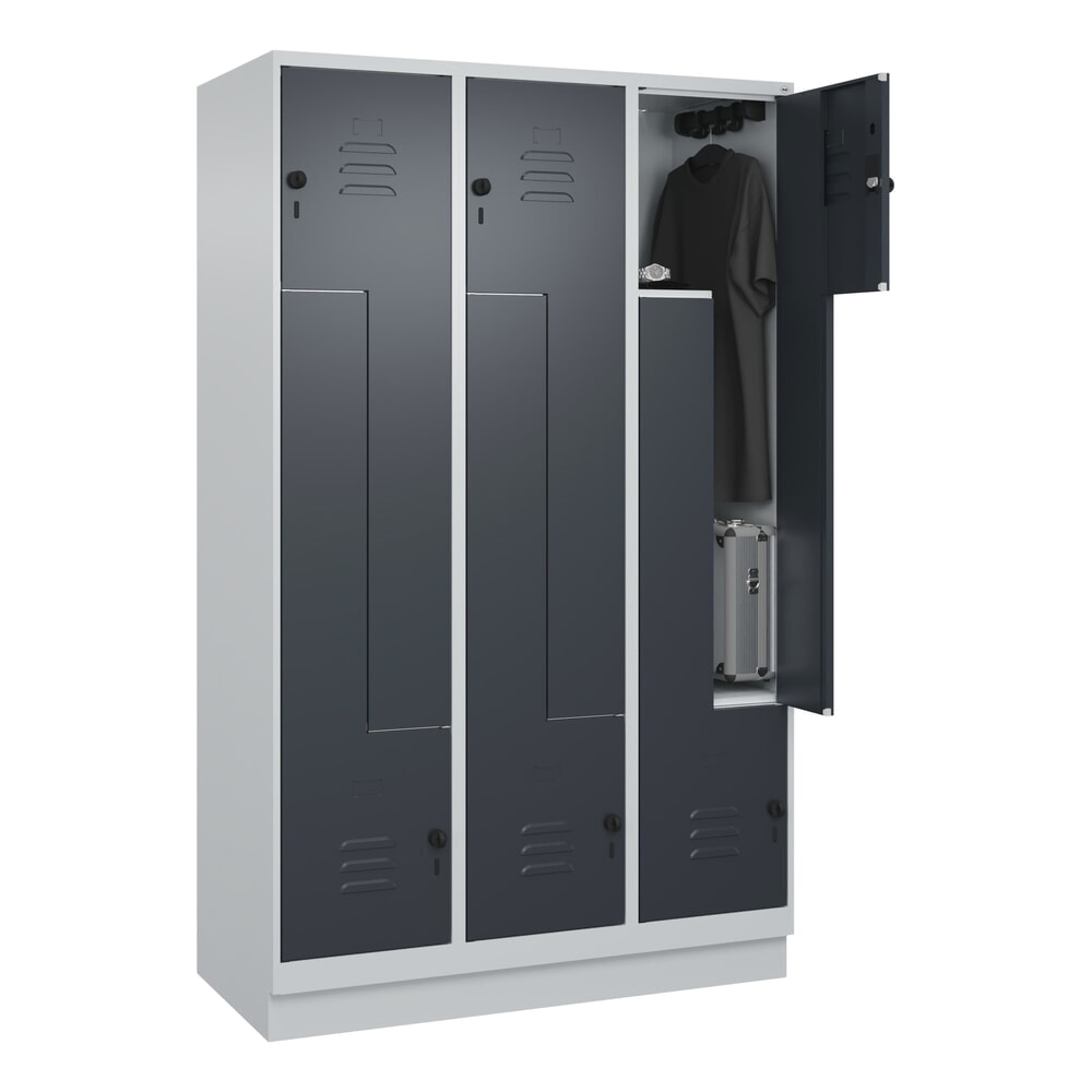 N° de l'image du produit 10 : C+P Z-Spind Classic PLUS, Sockel, 6 Abteile, HxBxT 1.950 x 1.200 x 500 mm, lichtgrau, anthrazitgrau, für Vorhängeschloss