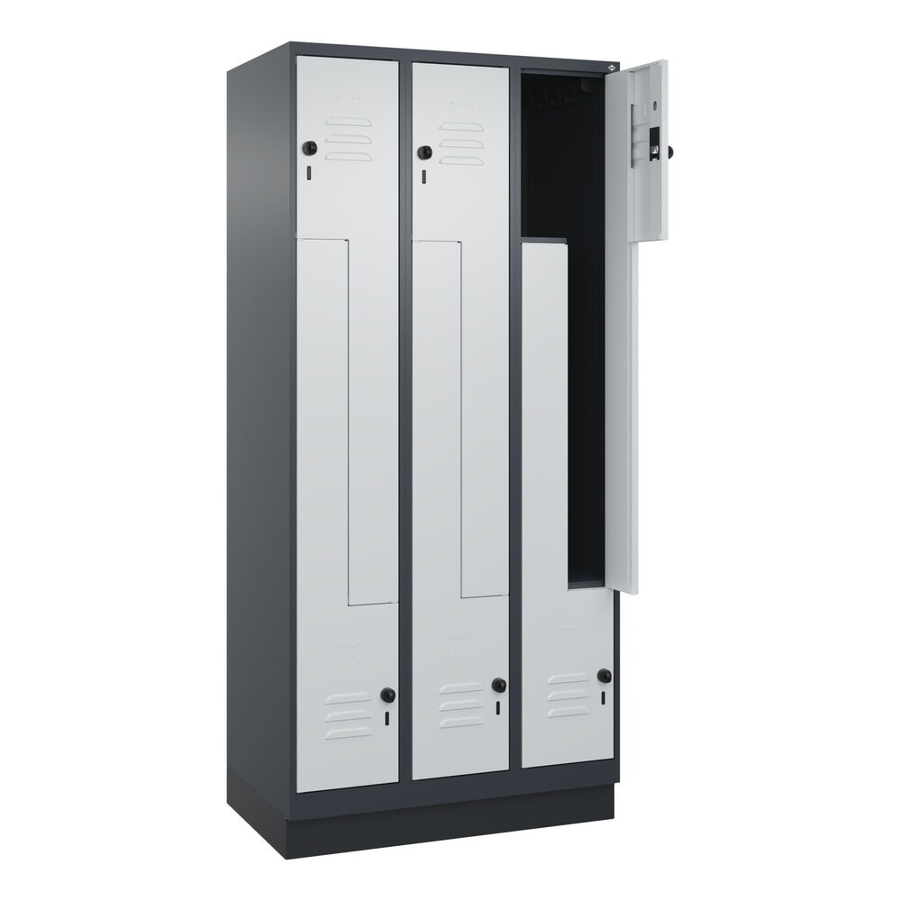 Illustration du produit: C+P Z-Spind Classic PLUS, Sockel, 6 Abteile, HxBxT 1.950 x 900 x 500 mm, anthrazitgrau, lichtgrau, für Vorhängeschloss