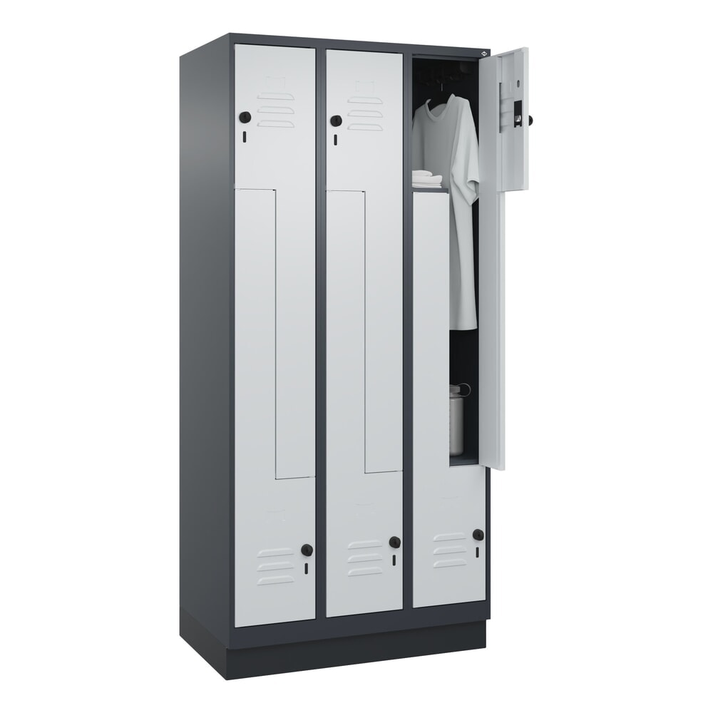 N° de l'image du produit 10 : C+P Z-Spind Classic PLUS, Sockel, 6 Abteile, HxBxT 1.950 x 900 x 500 mm, anthrazitgrau, lichtgrau, für Vorhängeschloss