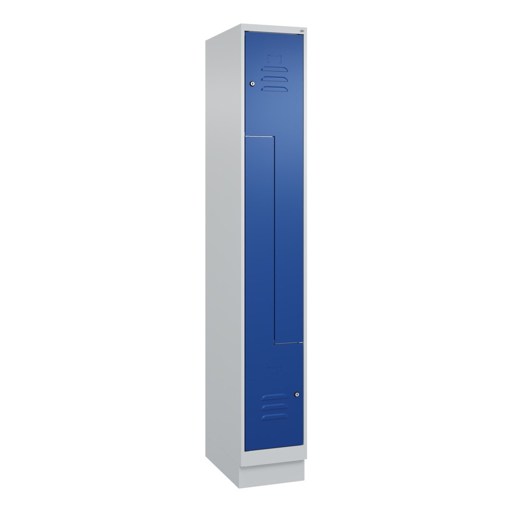 Illustration du produit: C+P Z-Spind Classic PLUS, Sockel, 2 Abteile, HxBxT 1.950 x 300 x 500 mm, lichtgrau, enzianblau, Zylinderschloss