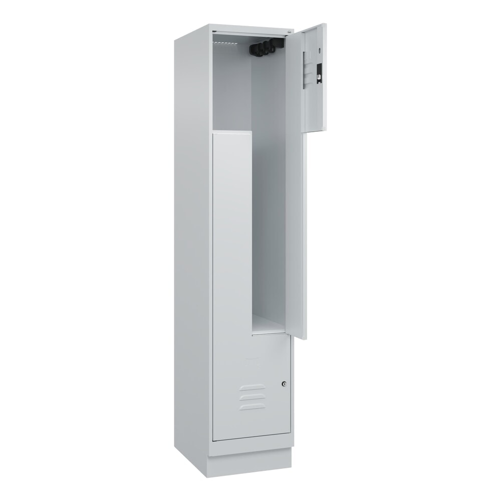 C+P Z-Spind Classic PLUS, Sockel, 2 Abteile, HxBxT 1.950 x 400 x 500 mm, lichtgrau, lichtgrau, Zylinderschloss Produktabbildung: C+P Z-Spind Classic PLUS, Sockel, 2 Abteile, HxBxT 1.950 x 400 x 500 mm, lichtgrau, lichtgrau, Zylinderschloss