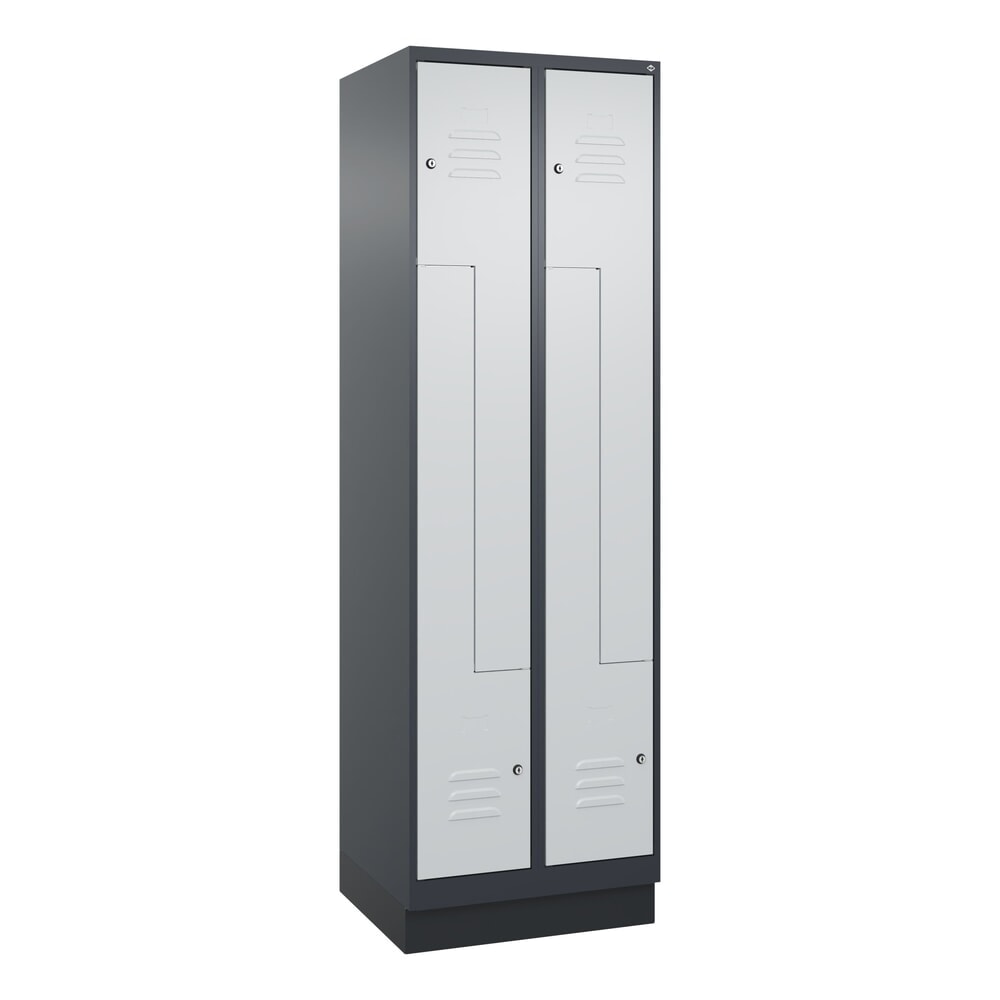 N° de l'image du produit 9 : C+P Z-Spind Classic PLUS, Sockel, 4 Abteile, HxBxT 1.950 x 600 x 500 mm, anthrazitgrau, lichtgrau, Zylinderschloss
