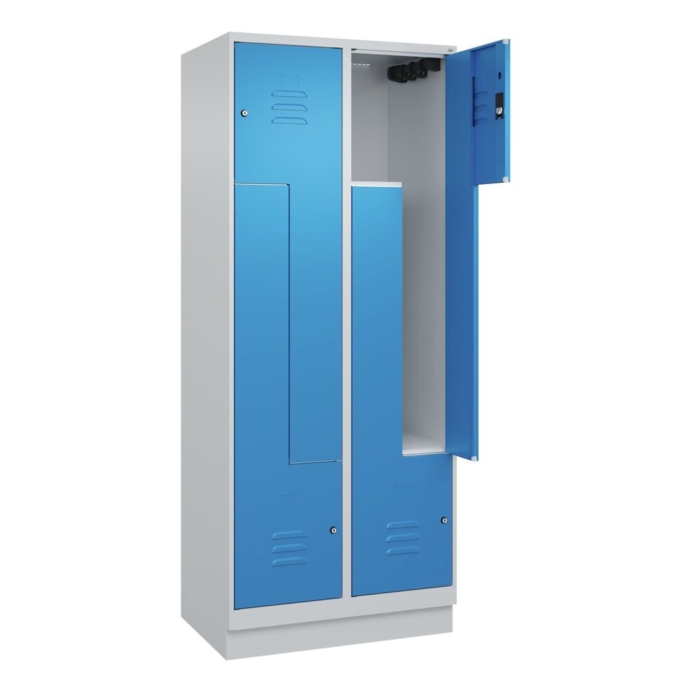 Illustration du produit: C+P Z-Spind Classic PLUS, Sockel, 4 Abteile, HxBxT 1.950 x 800 x 500 mm, lichtgrau, lichtblau, Zylinderschloss