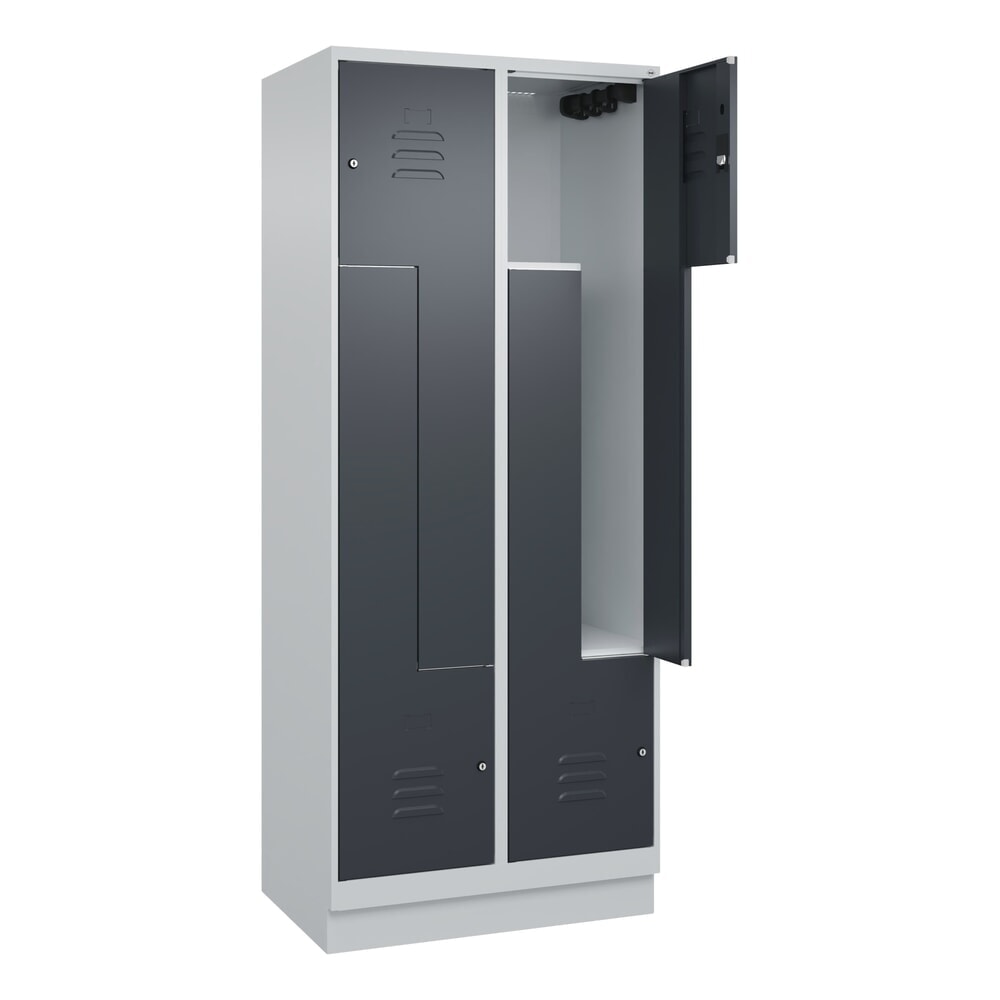 Illustration du produit: C+P Z-Spind Classic PLUS, Sockel, 4 Abteile, HxBxT 1.950 x 800 x 500 mm, lichtgrau, anthrazitgrau, Zylinderschloss