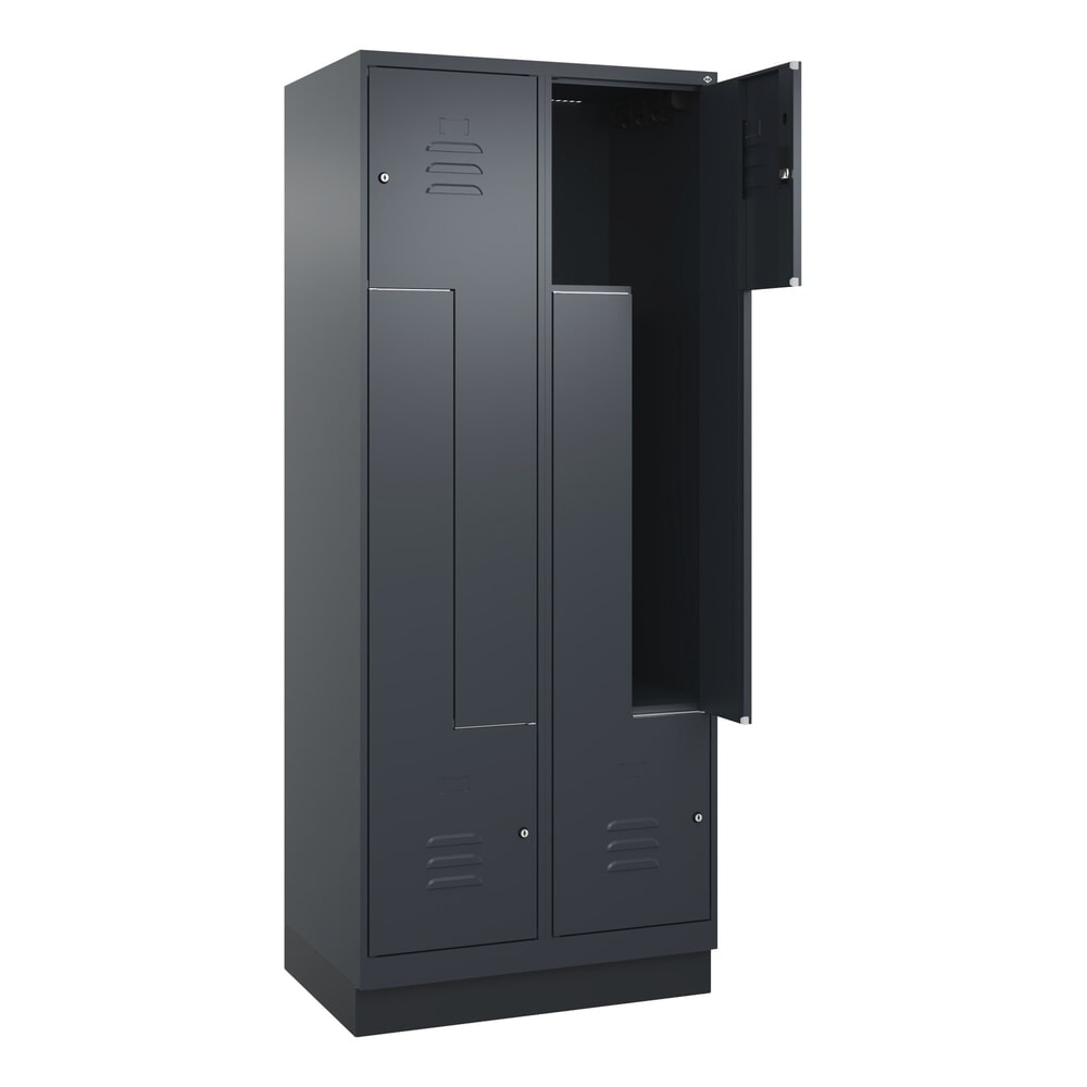 Produktabbildung: C+P Z-Spind Classic PLUS, Sockel, 4 Abteile, HxBxT 1.950 x 800 x 500 mm, anthrazitgrau, anthrazitgrau, Zylinderschloss