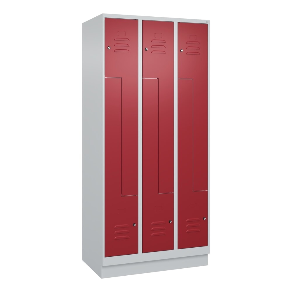 N° de l'image du produit 8 : C+P Z-Spind Classic PLUS, Sockel, 6 Abteile, HxBxT 1.950 x 900 x 500 mm, lichtgrau, rubinrot, Zylinderschloss
