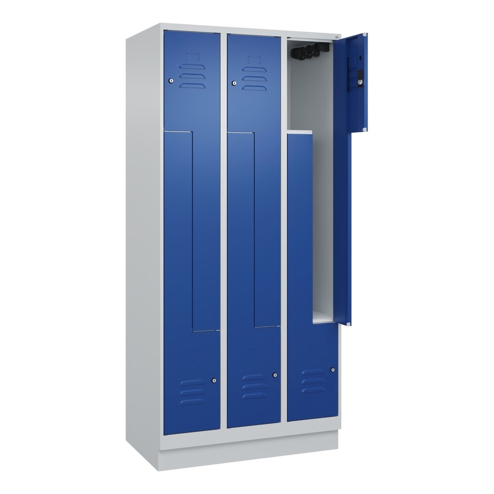Illustration du produit: C+P Z-Spind Classic PLUS, Sockel, 6 Abteile, HxBxT 1.950 x 900 x 500 mm, lichtgrau, enzianblau, Zylinderschloss
