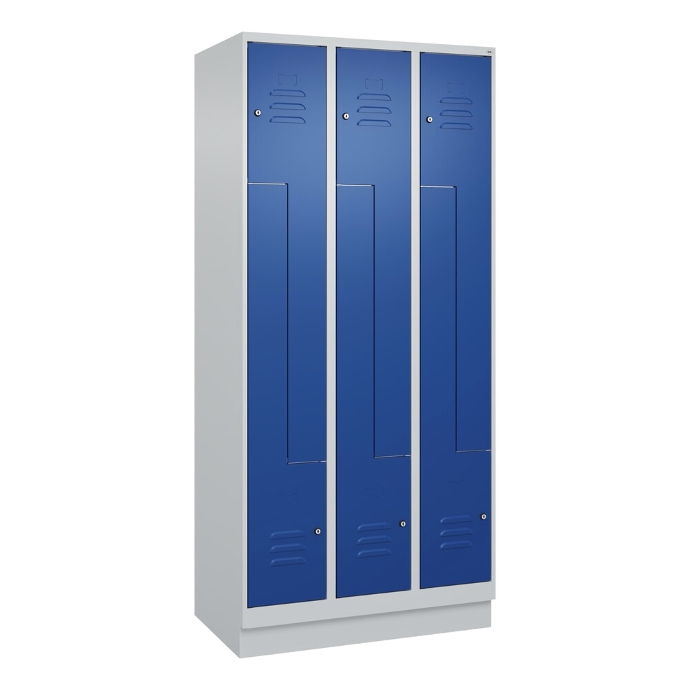 N° de l'image du produit 9 : C+P Z-Spind Classic PLUS, Sockel, 6 Abteile, HxBxT 1.950 x 900 x 500 mm, lichtgrau, enzianblau, Zylinderschloss