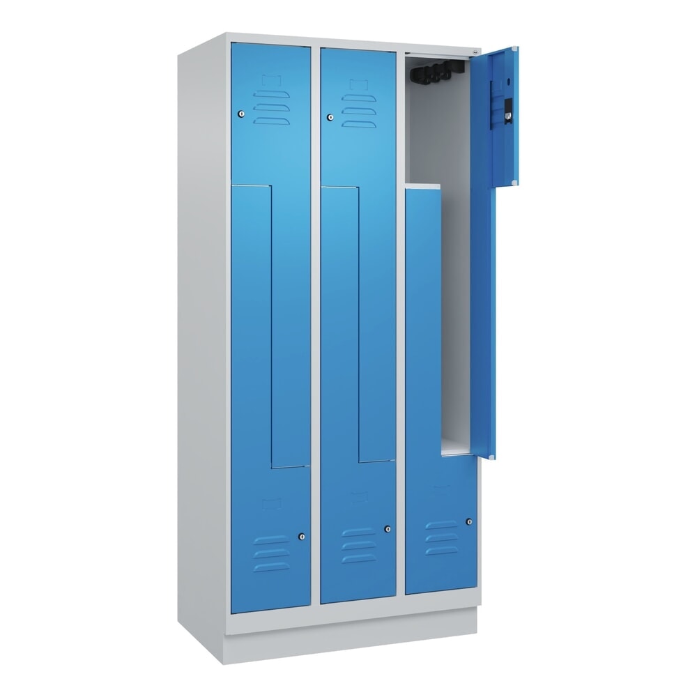Illustration du produit: C+P Z-Spind Classic PLUS, Sockel, 6 Abteile, HxBxT 1.950 x 900 x 500 mm, lichtgrau, lichtblau, Zylinderschloss