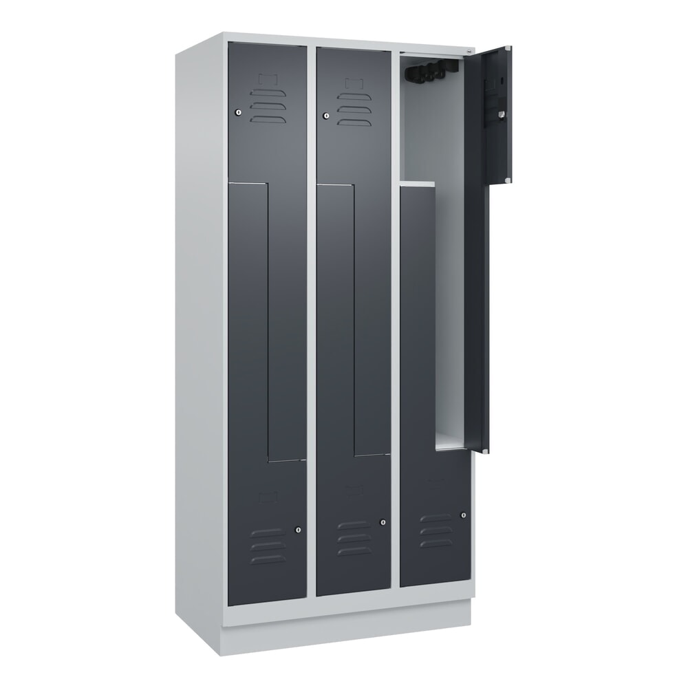 Illustration du produit: C+P Z-Spind Classic PLUS, Sockel, 6 Abteile, HxBxT 1.950 x 900 x 500 mm, lichtgrau, anthrazitgrau, Zylinderschloss