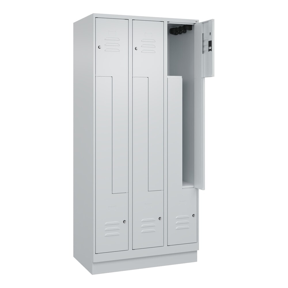 Illustration du produit: C+P Z-Spind Classic PLUS, Sockel, 6 Abteile, HxBxT 1.950 x 900 x 500 mm, lichtgrau, lichtgrau, Zylinderschloss