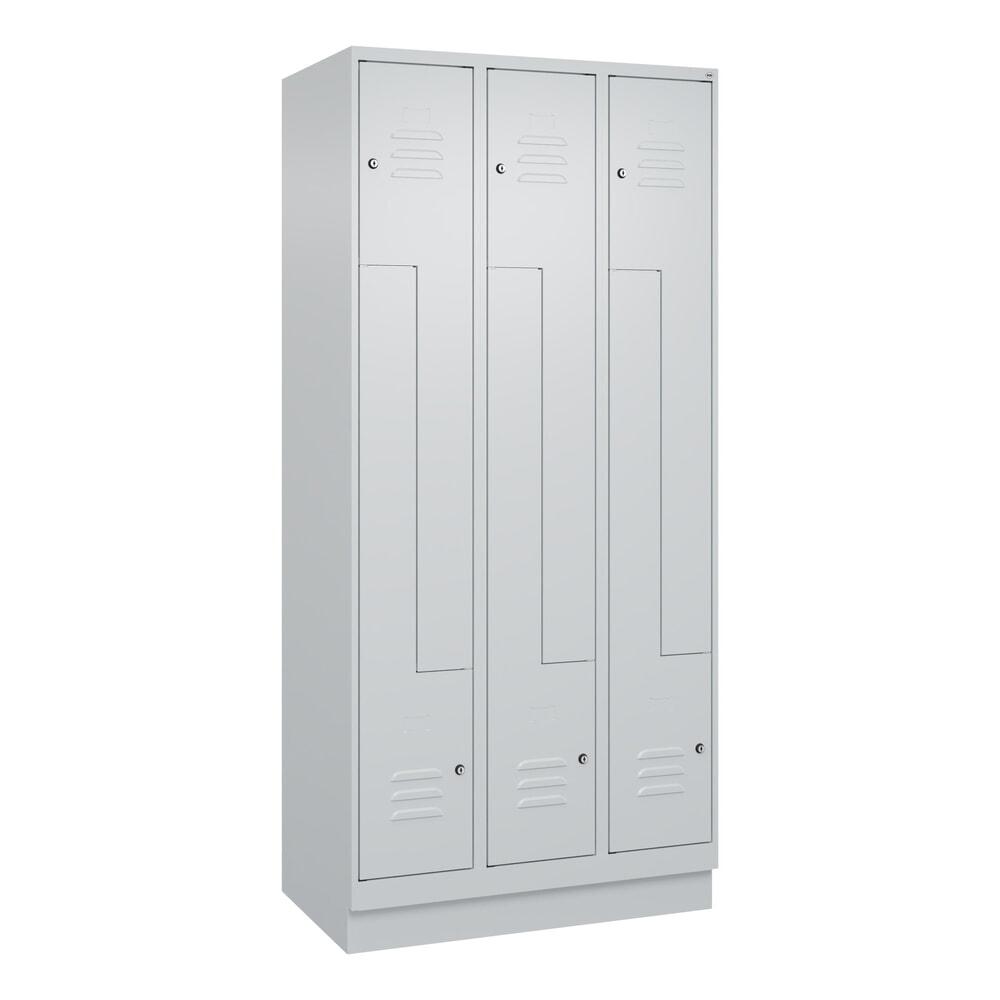 N° de l'image du produit 9 : C+P Z-Spind Classic PLUS, Sockel, 6 Abteile, HxBxT 1.950 x 900 x 500 mm, lichtgrau, lichtgrau, Zylinderschloss