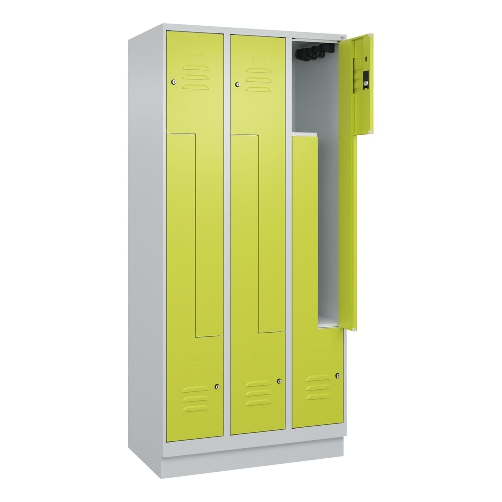 Illustration du produit: C+P Z-Spind Classic PLUS, Sockel, 6 Abteile, HxBxT 1.950 x 900 x 500 mm, lichtgrau, clowngrün, Zylinderschloss
