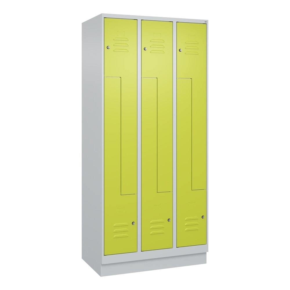 N° de l'image du produit 9 : C+P Z-Spind Classic PLUS, Sockel, 6 Abteile, HxBxT 1.950 x 900 x 500 mm, lichtgrau, clowngrün, Zylinderschloss