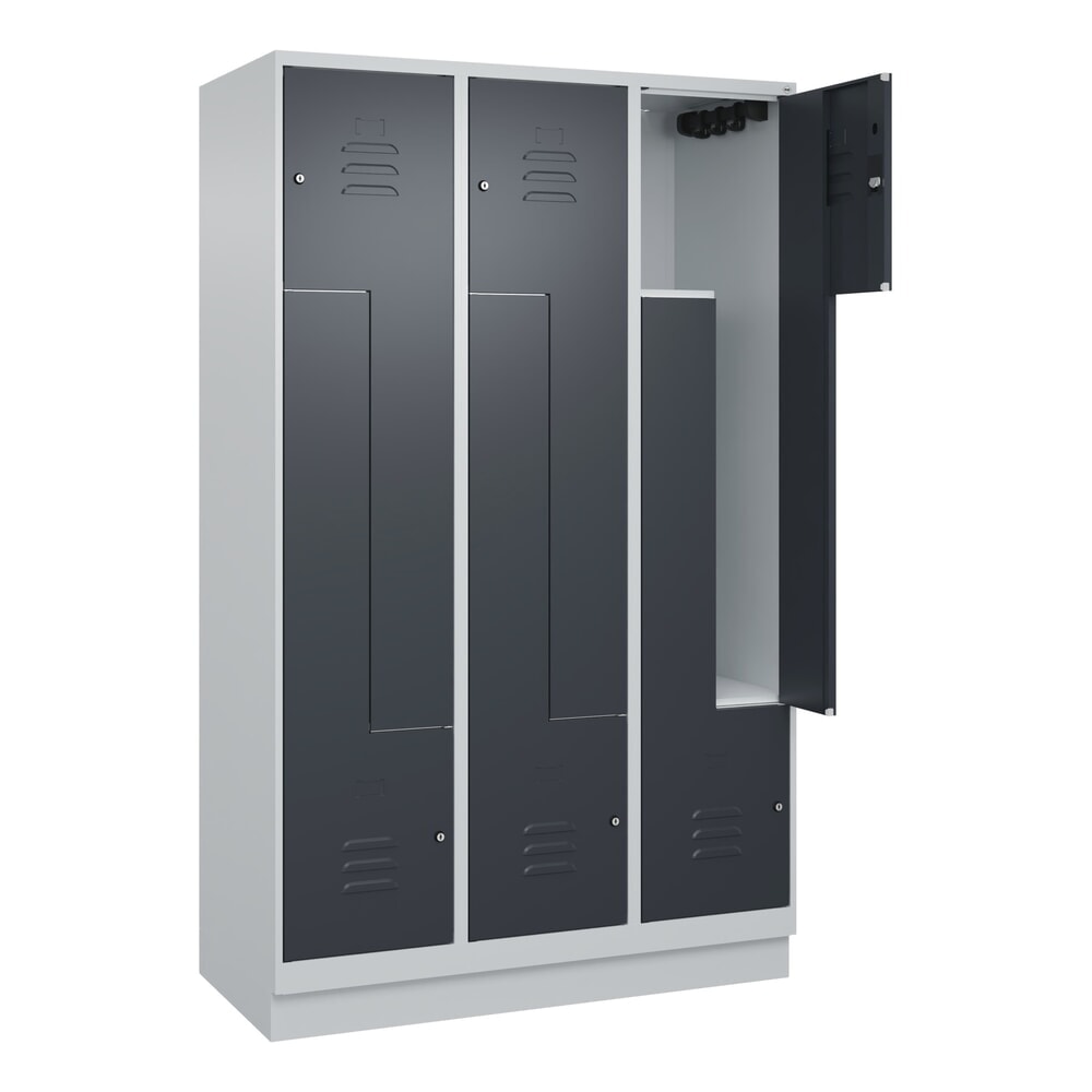 Illustration du produit: C+P Z-Spind Classic PLUS, Sockel, 6 Abteile, HxBxT 1.950 x 1.200 x 500 mm, lichtgrau, anthrazitgrau, Zylinderschloss