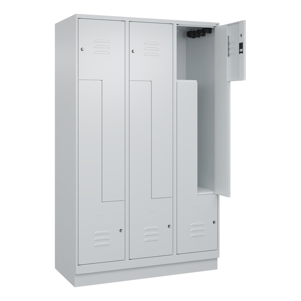 Illustration du produit: C+P Z-Spind Classic PLUS, Sockel, 6 Abteile, HxBxT 1.950 x 1.200 x 500 mm, lichtgrau, lichtgrau, Zylinderschloss
