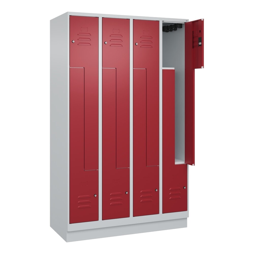 Illustration du produit: C+P Z-Spind Classic PLUS, Sockel, 8 Abteile, HxBxT 1.950 x 1.200 x 500 mm, lichtgrau, rubinrot, Zylinderschloss