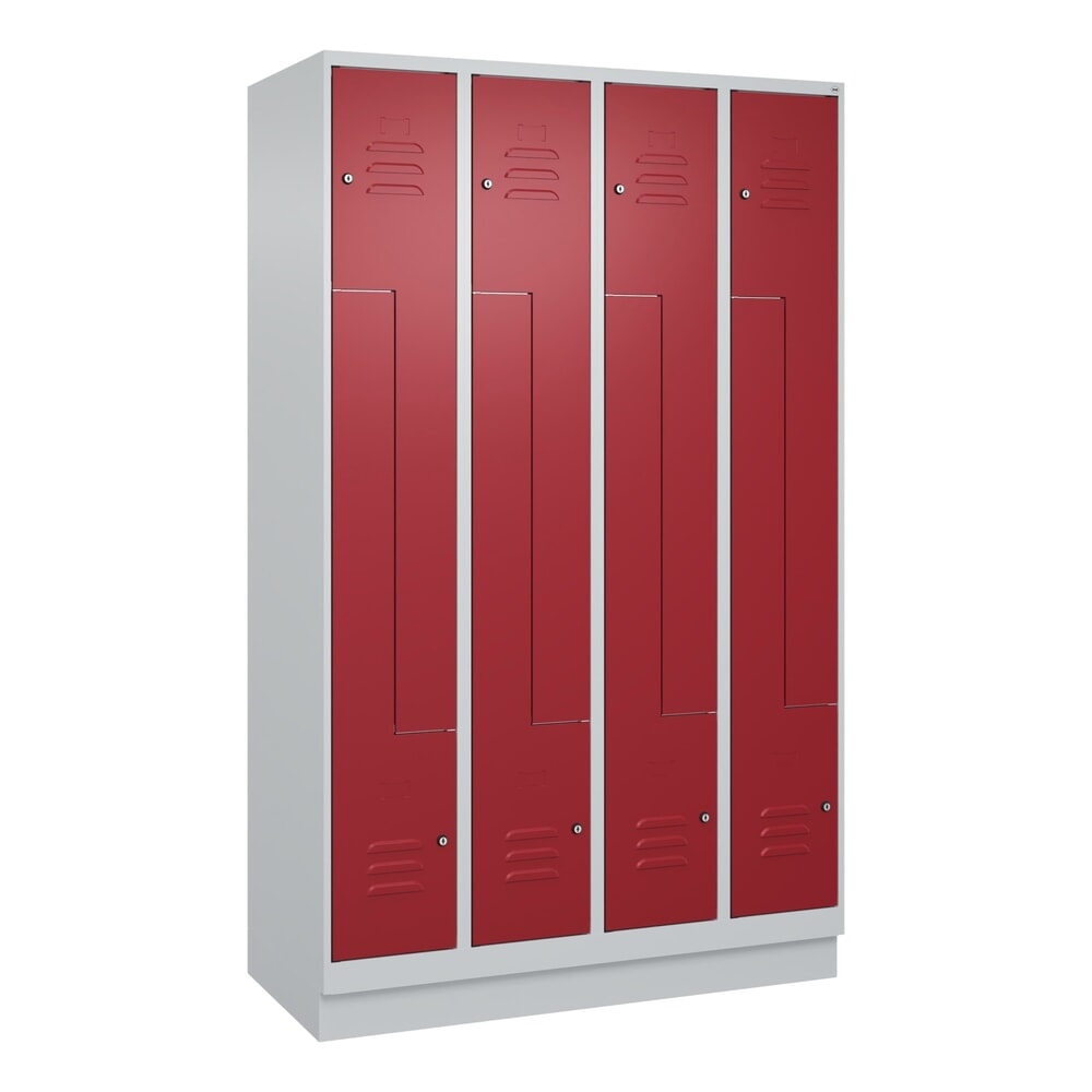 N° de l'image du produit 8 : C+P Z-Spind Classic PLUS, Sockel, 8 Abteile, HxBxT 1.950 x 1.200 x 500 mm, lichtgrau, rubinrot, Zylinderschloss