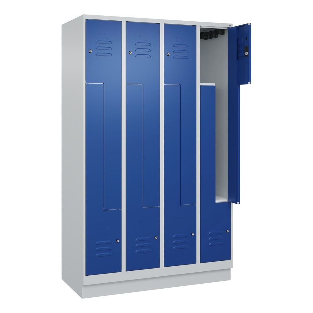 Illustration du produit: C+P Z-Spind Classic PLUS, Sockel, 8 Abteile, HxBxT 1.950 x 1.200 x 500 mm, lichtgrau, enzianblau, Zylinderschloss
