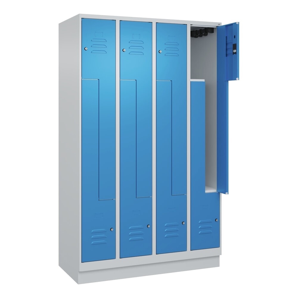 Illustration du produit: C+P Z-Spind Classic PLUS, Sockel, 8 Abteile, HxBxT 1.950 x 1.200 x 500 mm, lichtgrau, lichtblau, Zylinderschloss