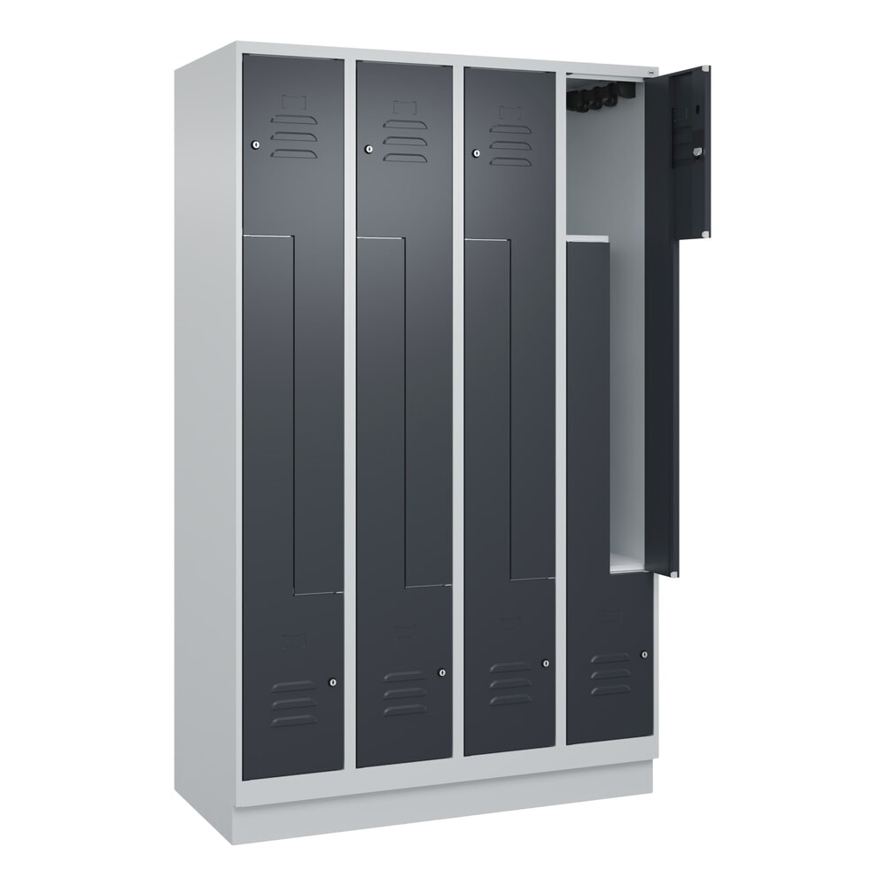 Illustration du produit: C+P Z-Spind Classic PLUS, Sockel, 8 Abteile, HxBxT 1.950 x 1.200 x 500 mm, lichtgrau, anthrazitgrau, Zylinderschloss