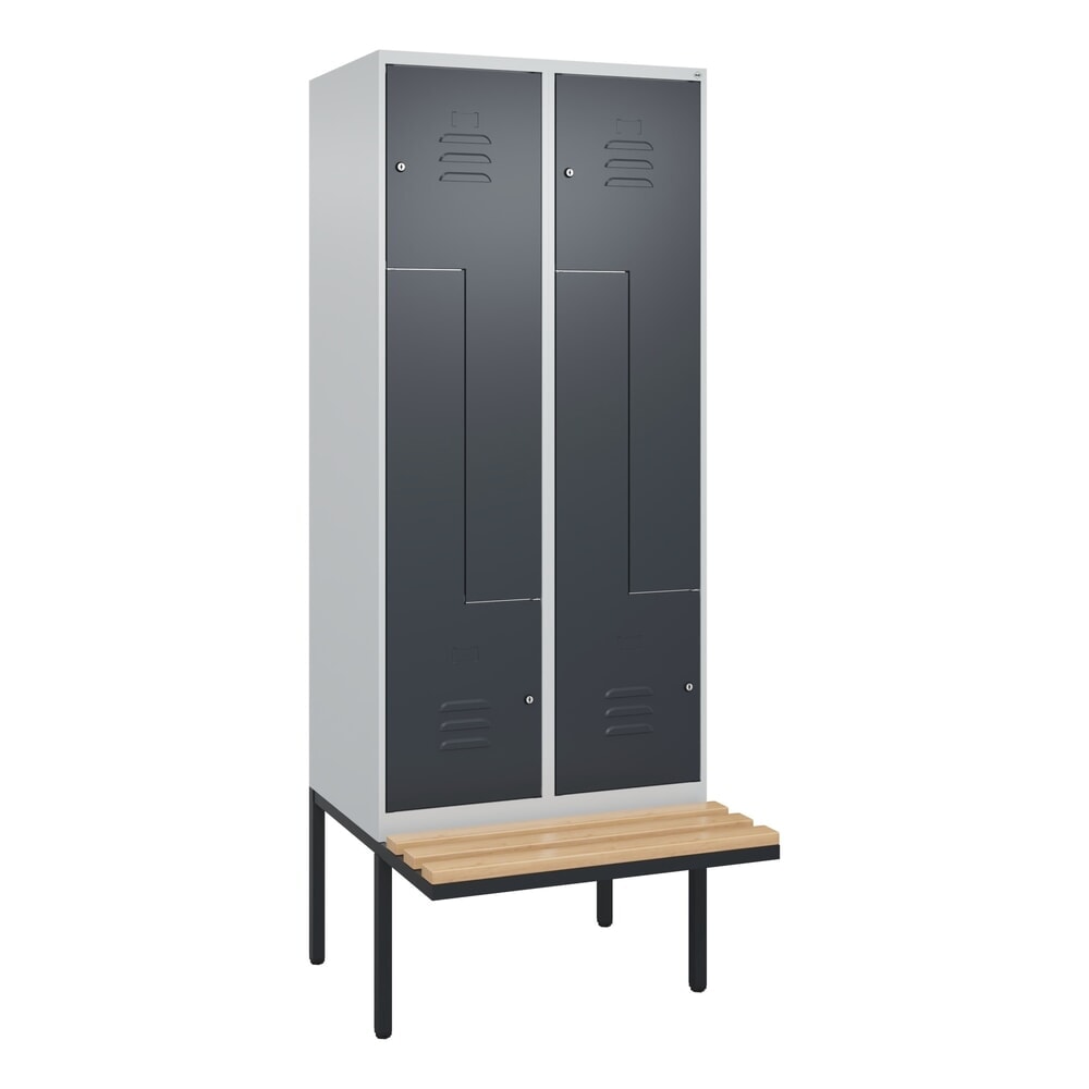 C+P Z-Spind Classic PLUS, 4 Abteile, HxBxT 2.120 x 800 x 815 mm, Zylinderschloss, auskragende Bank aus Buche, lichtgrau, anthrazitgrau N° de l'image du produit 9 : C+P Z-Spind Classic PLUS, 4 Abteile, HxBxT 2.120 x 800 x 815 mm, Zylinderschloss, auskragende Bank aus Buche, lichtgrau, anthrazitgrau