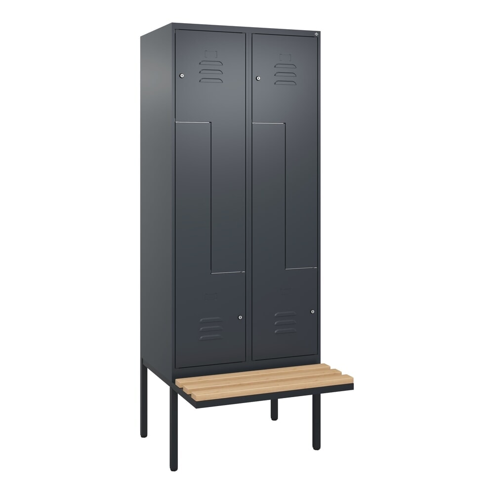 C+P Z-Spind Classic PLUS, 4 Abteile, HxBxT 2.120 x 800 x 815 mm, Zylinderschloss, auskragende Bank aus Buche, anthrazitgrau, anthrazitgrau N° de l'image du produit 9 : C+P Z-Spind Classic PLUS, 4 Abteile, HxBxT 2.120 x 800 x 815 mm, Zylinderschloss, auskragende Bank aus Buche, anthrazitgrau, anthrazitgrau