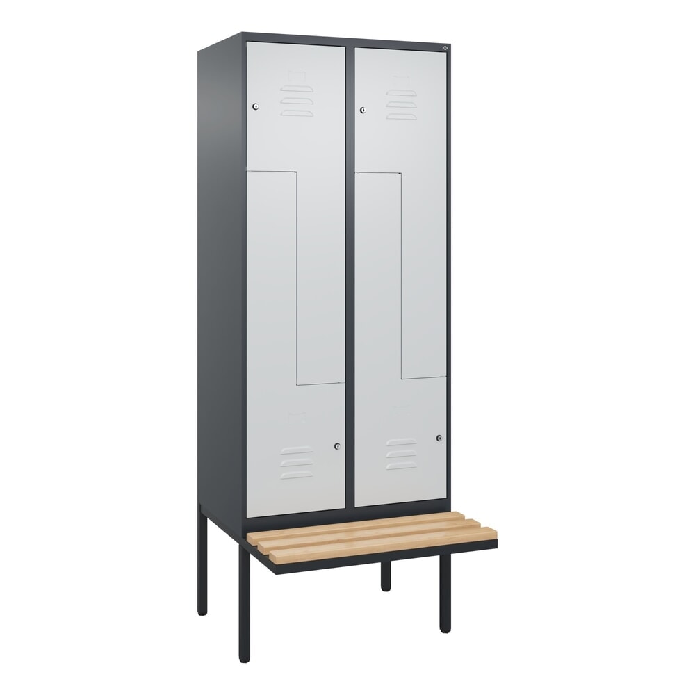 C+P Z-Spind Classic PLUS, 4 Abteile, HxBxT 2.120 x 800 x 815 mm, Zylinderschloss, auskragende Bank aus Buche, anthrazitgrau, lichtgrau N° de l'image du produit 9 : C+P Z-Spind Classic PLUS, 4 Abteile, HxBxT 2.120 x 800 x 815 mm, Zylinderschloss, auskragende Bank aus Buche, anthrazitgrau, lichtgrau