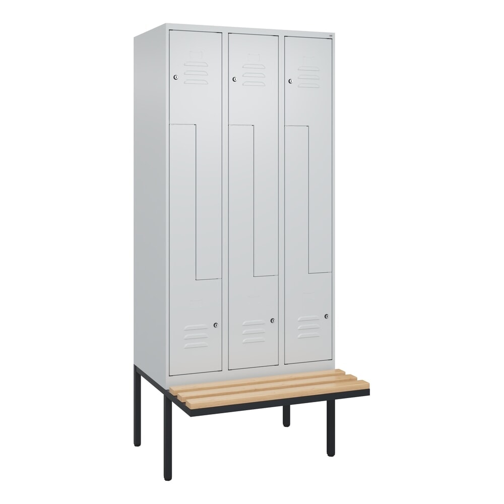 C+P Z-Spind Classic PLUS, 6 Abteile, HxBxT 2.120 x 900 x 815 mm, Zylinderschloss, auskragende Bank aus Buche, lichtgrau, lichtgrau N° de l'image du produit 9 : C+P Z-Spind Classic PLUS, 6 Abteile, HxBxT 2.120 x 900 x 815 mm, Zylinderschloss, auskragende Bank aus Buche, lichtgrau, lichtgrau