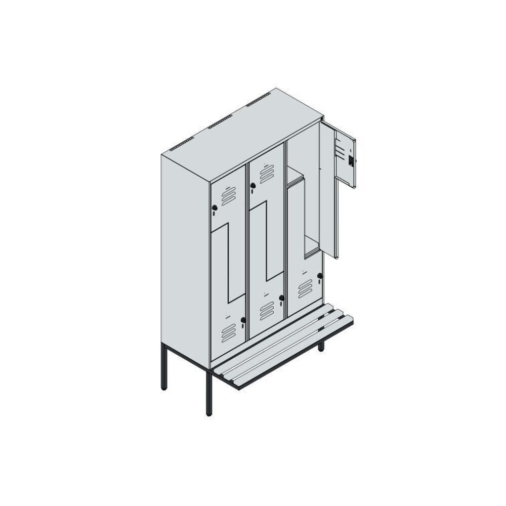 C+P Z-Spind Classic PLUS, 6 Abteile, HxBxT 2.120 x 1.200 x 815 mm, für Vorhängeschloss, auskragende Bank aus Buche, anthrazitgrau, lichtgrau N° de l'image du produit 8 : C+P Z-Spind Classic PLUS, 6 Abteile, HxBxT 2.120 x 1.200 x 815 mm, für Vorhängeschloss, auskragende Bank aus Buche, anthrazitgrau, lichtgrau