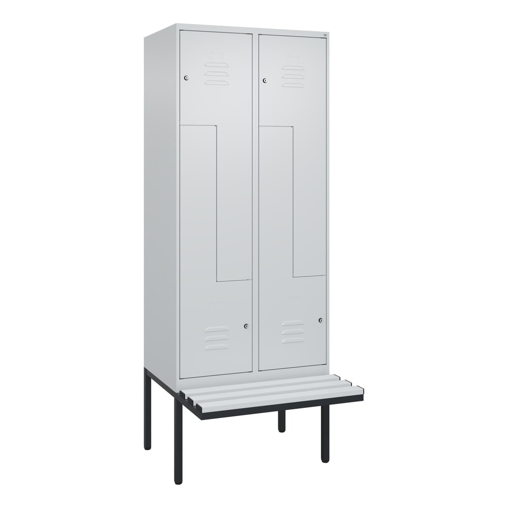 C+P Z-Spind Classic PLUS, 4 Abteile, HxBxT 2.120 x 800 x 815 mm, Zylinderschloss, auskragende Bank aus Kunststoff, lichtgrau, lichtgrau N° de l'image du produit 9 : C+P Z-Spind Classic PLUS, 4 Abteile, HxBxT 2.120 x 800 x 815 mm, Zylinderschloss, auskragende Bank aus Kunststoff, lichtgrau, lichtgrau