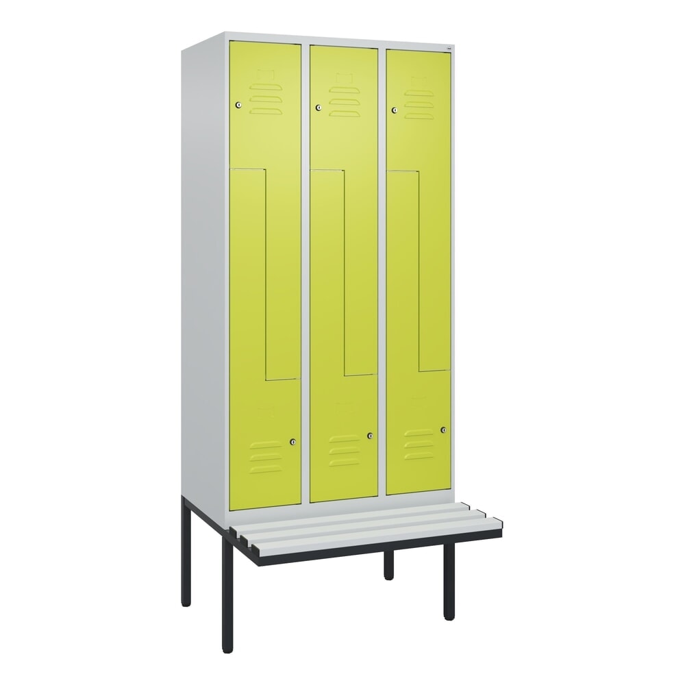 C+P Z-Spind Classic PLUS, 6 Abteile, HxBxT 2.120 x 900 x 815 mm, Zylinderschloss, auskragende Bank aus Kunststoff, lichtgrau, clowngrün N° de l'image du produit 9 : C+P Z-Spind Classic PLUS, 6 Abteile, HxBxT 2.120 x 900 x 815 mm, Zylinderschloss, auskragende Bank aus Kunststoff, lichtgrau, clowngrün