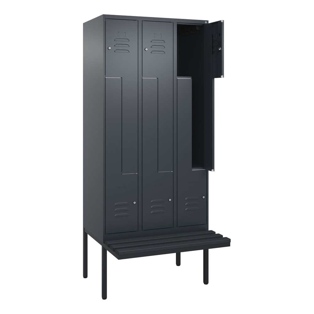 C+P Z-Spind Classic PLUS, 6 Abteile, HxBxT 2.120 x 900 x 815 mm, Zylinderschloss, auskragende Bank aus Kunststoff, anthrazitgrau, anthrazitgrau Illustration du produit: C+P Z-Spind Classic PLUS, 6 Abteile, HxBxT 2.120 x 900 x 815 mm, Zylinderschloss, auskragende Bank aus Kunststoff, anthrazitgrau, anthrazitgrau