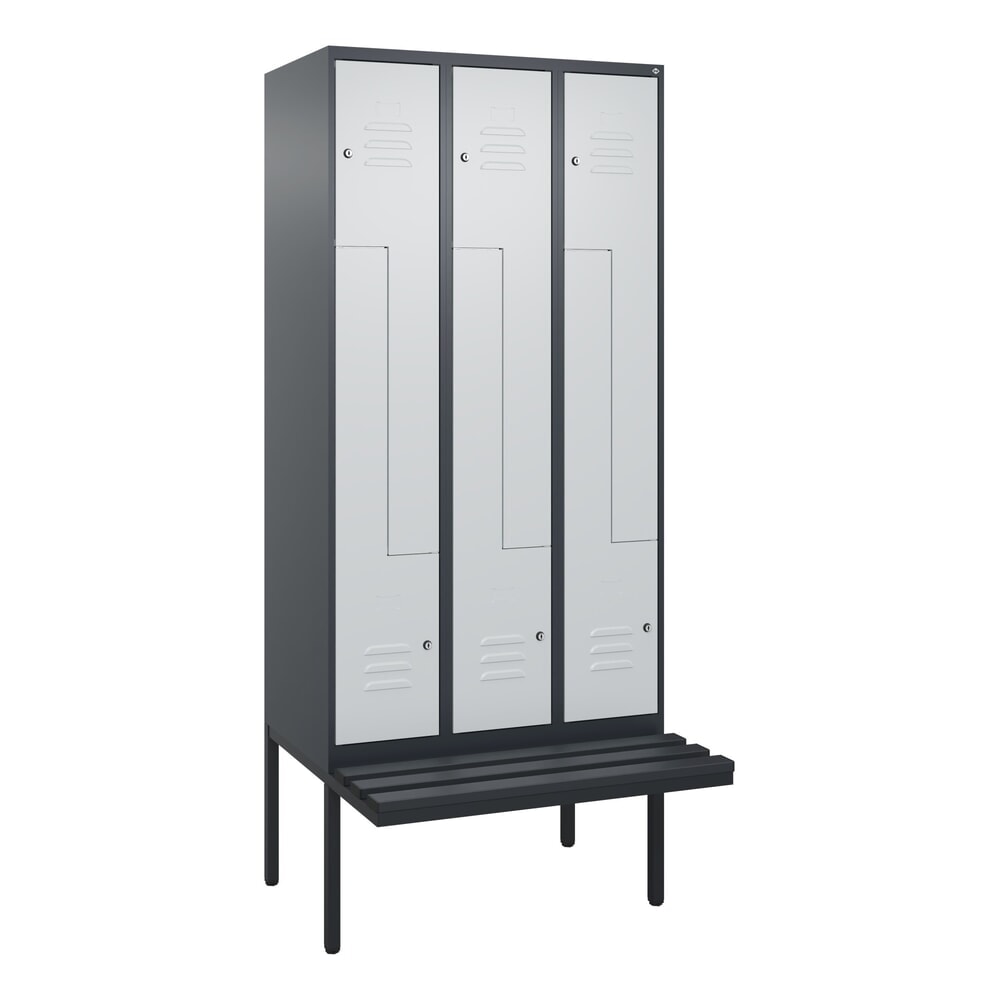 C+P Z-Spind Classic PLUS, 6 Abteile, HxBxT 2.120 x 900 x 815 mm, Zylinderschloss, auskragende Bank aus Kunststoff, anthrazitgrau, lichtgrau Produktabbildung Nr. 9: C+P Z-Spind Classic PLUS, 6 Abteile, HxBxT 2.120 x 900 x 815 mm, Zylinderschloss, auskragende Bank aus Kunststoff, anthrazitgrau, lichtgrau