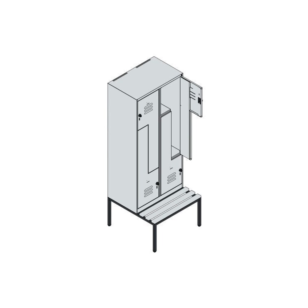 Produktabbildung Nr. 8: C+P Z-Spind Classic PLUS, 4 Abteile, HxBxT 2.120 x 800 x 815 mm, für Vorhängeschloss, untergebaute Bank aus Buche, anthrazitgrau, anthrazitgrau
