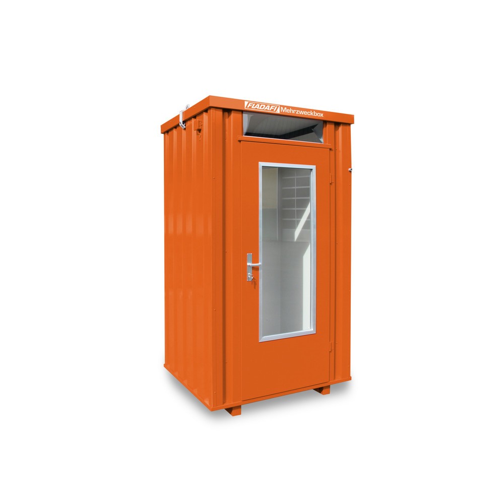 N° de l'image du produit 1 : Cabine polyvalente FLADAFI® MZB 2700, galvanisée, montée, sans aménagement, porte à un battant, au centre du côté large