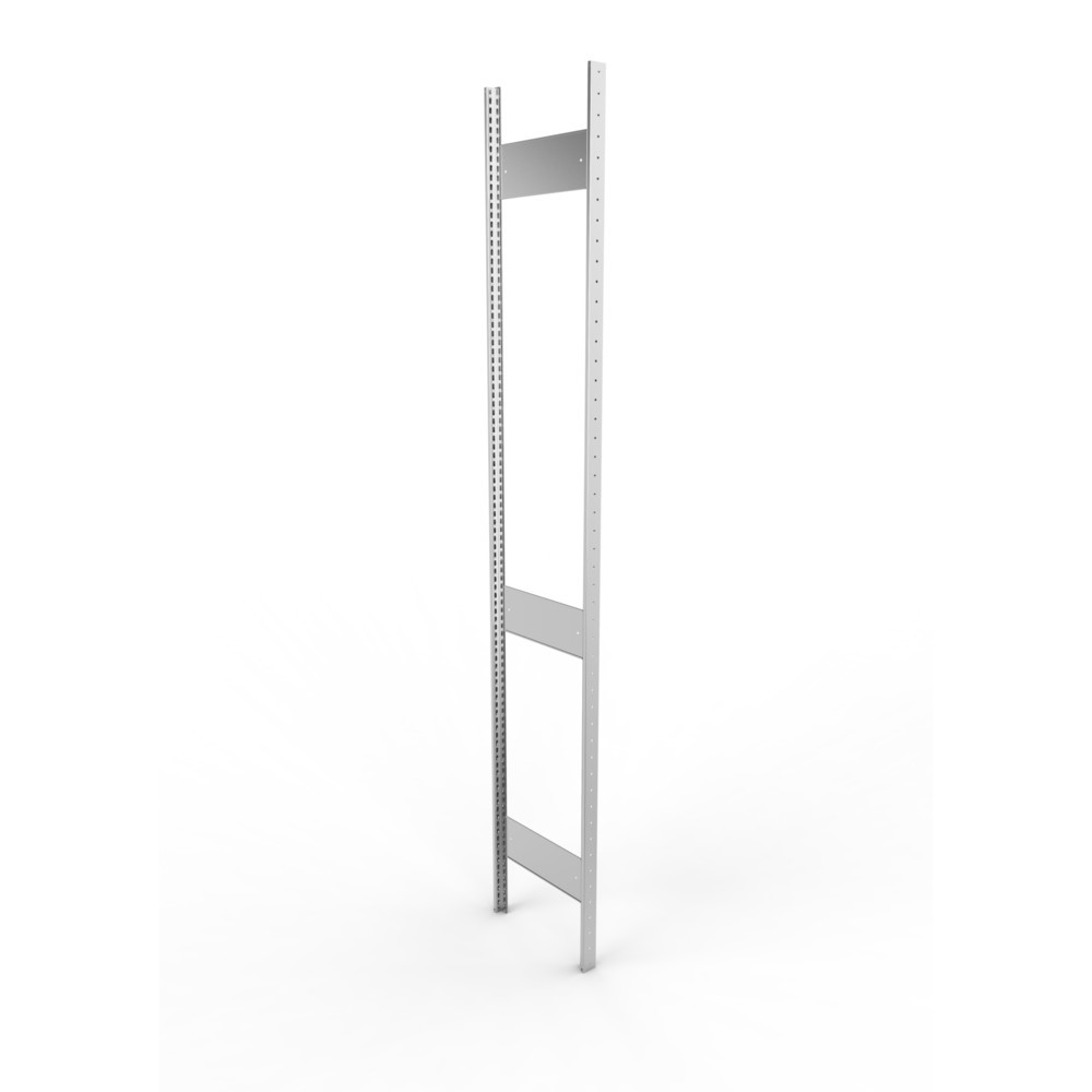 Illustration du produit: Cadre à montants pour rayonnage à tablettes META, clinché, 2 espaces intermédiaires, H x l 2 500 x 400 mm, galvanisé
