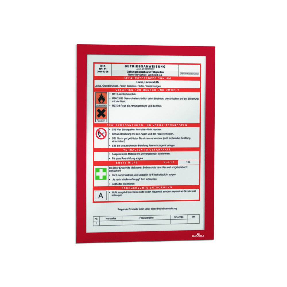 Produktabbildung Nr. 9: Cadre d’information DURABLE DURAFRAME®, autocollant, DIN A4, rouge