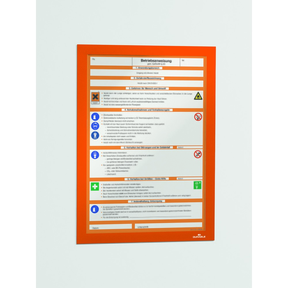 Produktabbildung Nr. 7: Cadre d’information DURABLE DURAFRAME®, autocollant, DIN A4, orange