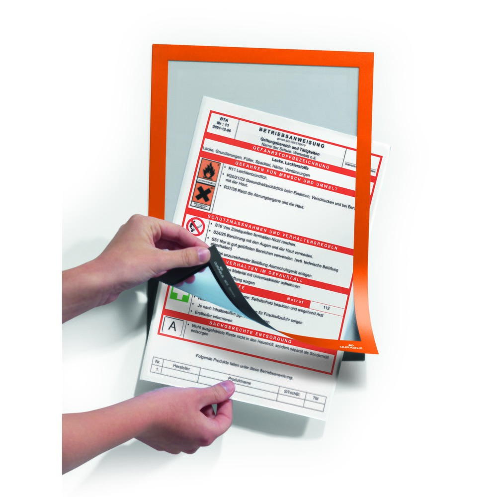 Produktabbildung Nr. 9: Cadre d’information DURABLE DURAFRAME®, autocollant, DIN A4, orange