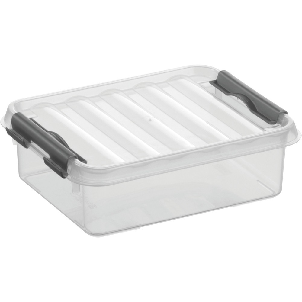 N° de l'image du produit 1 : Caisse de rangement helit « the q-line », avec couvercle, 1 litres, transparente
