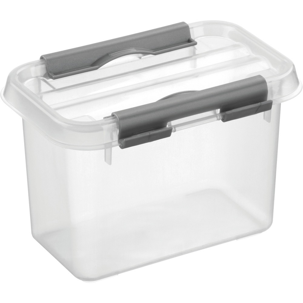 Produktabbildung Nr. 1: Caisse de rangement helit « the q-line », avec couvercle, 0,8 litres, transparente