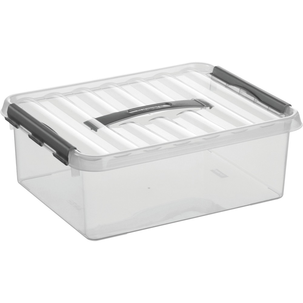 Produktabbildung Nr. 1: Caisse de rangement helit « the q-line », avec couvercle et poignée, 12 litres, transparente