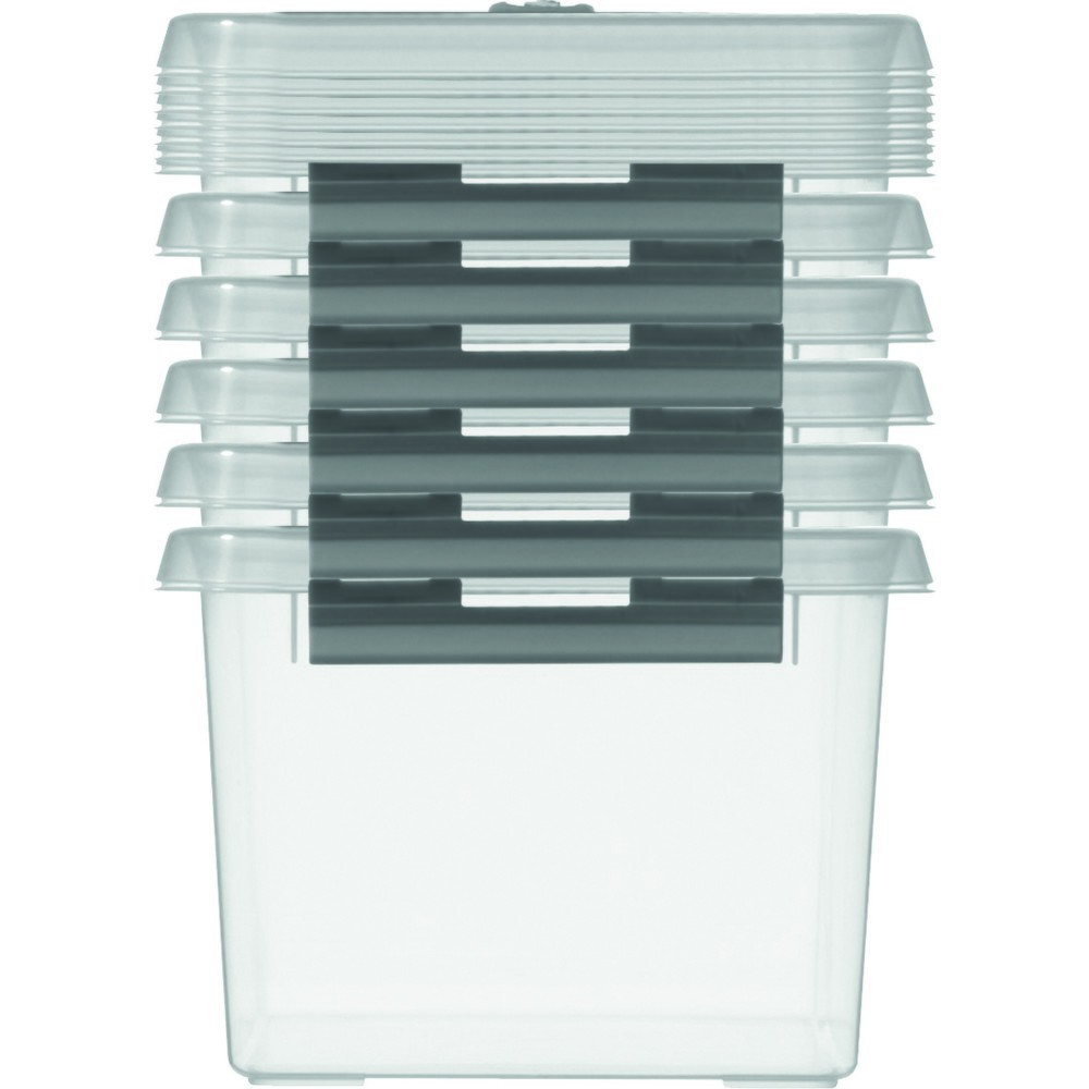 Produktabbildung Nr. 2: Caisse de rangement helit « the q-line », avec couvercle et poignée, 6 litres, transparente