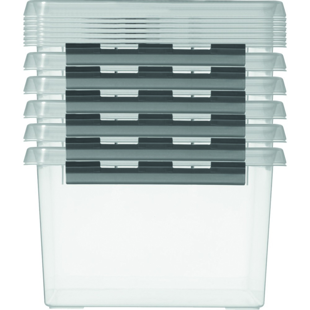 Produktabbildung Nr. 2: Caisse de rangement helit « the q-line », avec couvercle et poignée, 15 litres, transparente