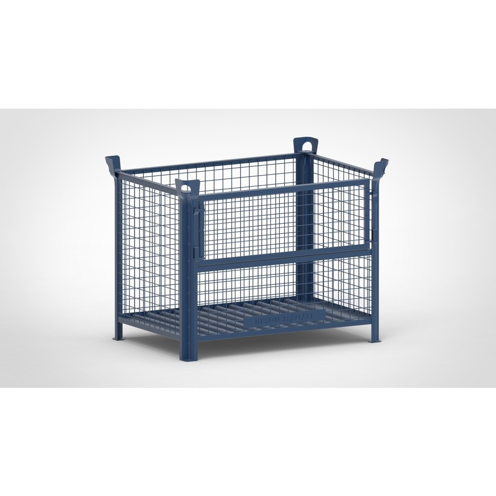 Illustration du produit: Caisse grillagée HESON®, avec ½ rabat grillagé, peinte, H x l x P 900 x 1 200 x 800 mm, bleu gentiane