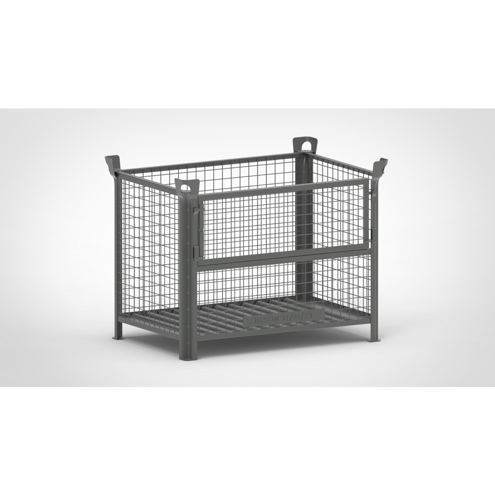 Illustration du produit: Caisse grillagée HESON®, avec ½ rabat grillagé, peinte, H x l x P 900 x 1 200 x 800 mm, gris souris