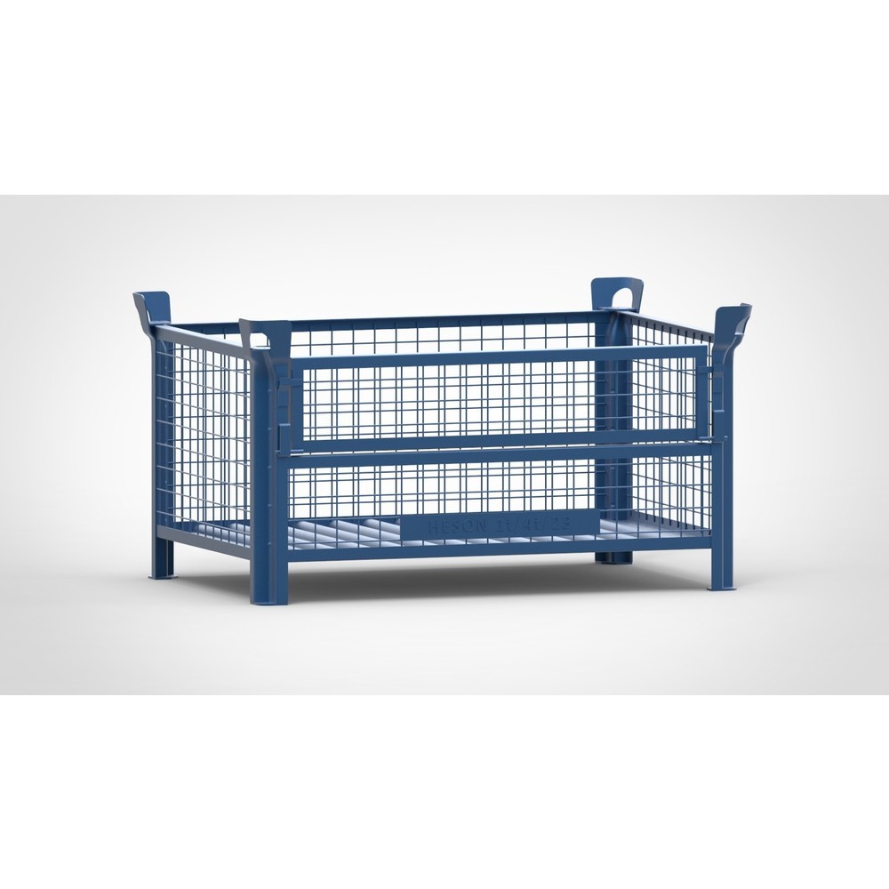 Illustration du produit: Caisse grillagée HESON®, avec ½ rabat grillagé, peinte, H x l x P 600 x 1 200 x 800 mm, bleu gentiane