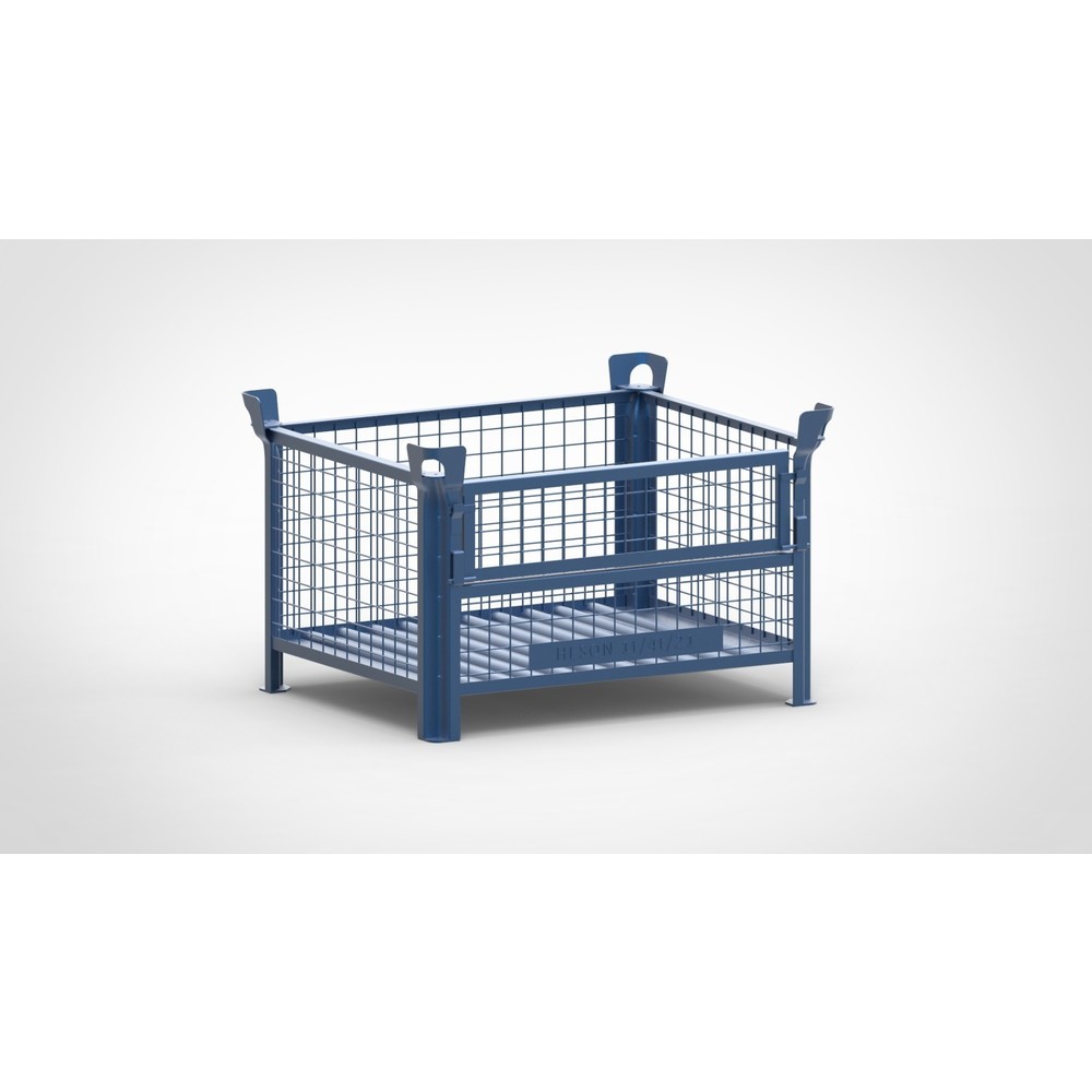 Illustration du produit: Caisse grillagée HESON®, avec ½ rabat grillagé, peinte, H x l x P 600 x 1 000 x 800 mm, bleu gentiane