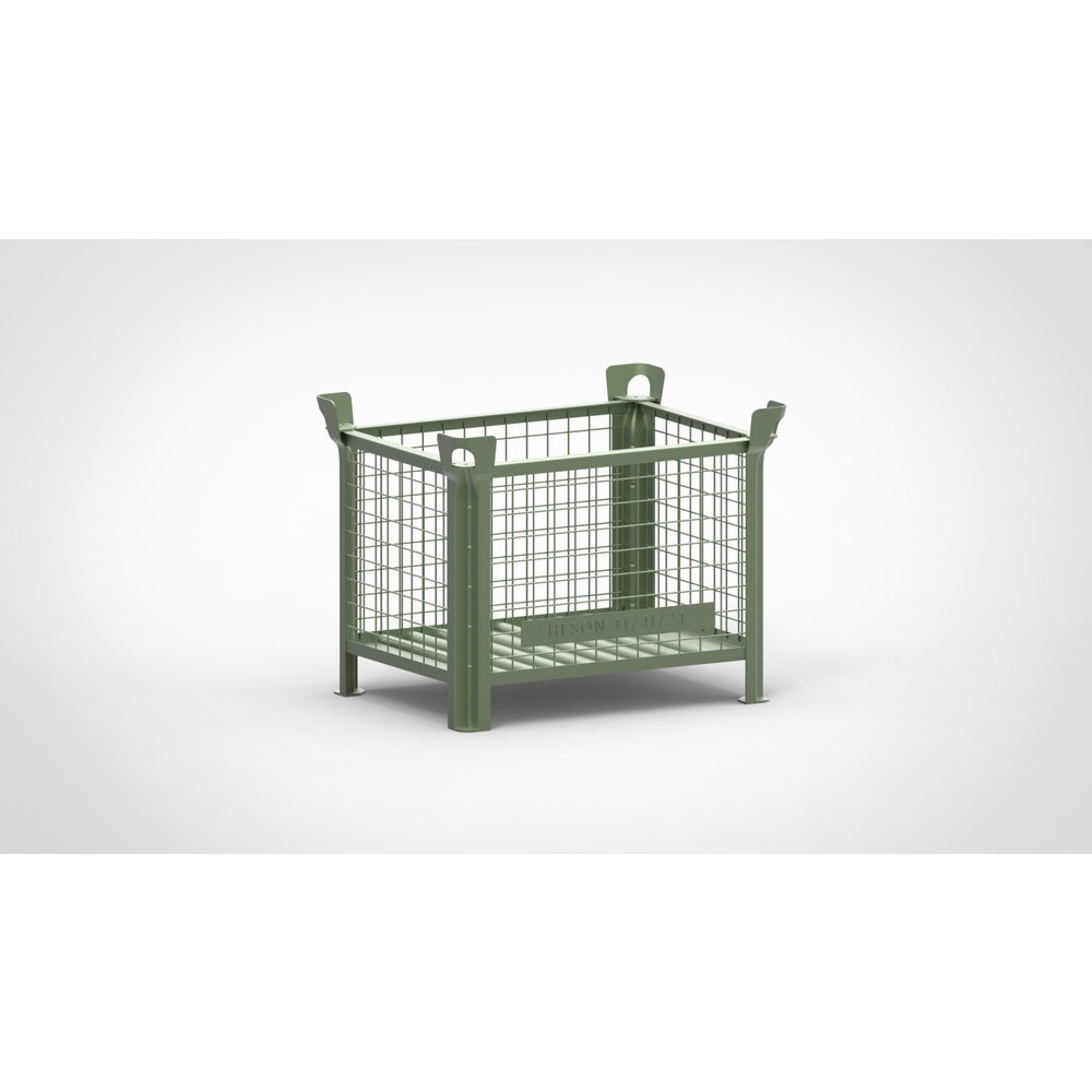 Illustration du produit: Caisse grillagée HESON®, parois fixes, peinte, H x l x P 600 x 800 x 600 mm, vert réséda